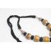 Antique Necklace Sterling Silver Amber Beads Traditional Tribal Thread Old D705